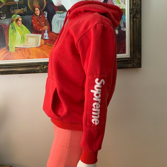 Supreme Youth Sleeve Patch Box Logo Hoodie Sweatshirt Kangaroo Pocket - Picture 5 of 11